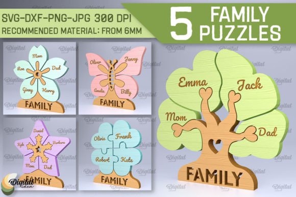 3D Family Puzzle Laser Cut Bundle
