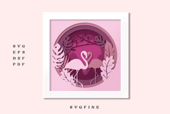 3D Flamingos Svg and Shadow Box Designs