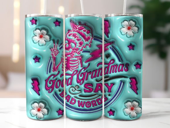 3D Funny Grandma Inflated Tumbler Wrap Guide