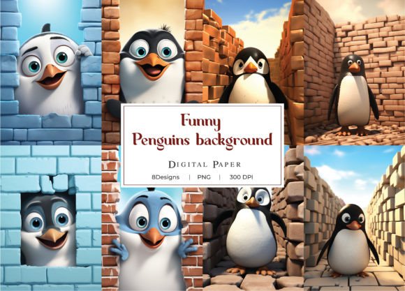 3D Funny Penguin Christmas Background Guide