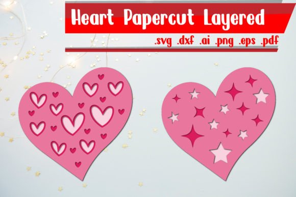 3D Heart Layered - Svg Dxf Eps Ai Png Pd: A Versatile Design for Multiple Uses