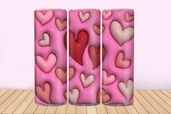 3D Inflated Love Tumbler Wrap PNG
