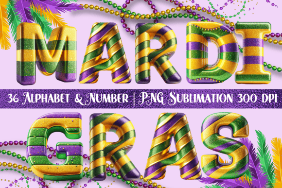 3D Mardi Gras Alphabet Number: Creative Design Solutions