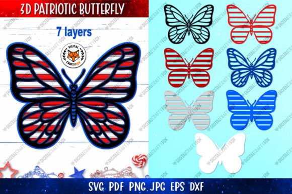 3D Patriotic Butterfly SVG and USA Flag SVG for Creative Projects