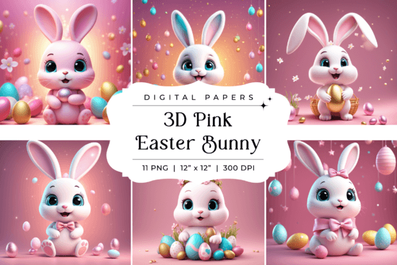 3D Pink Easter Bunny Background: A Unique Digital Design for Creative Projects