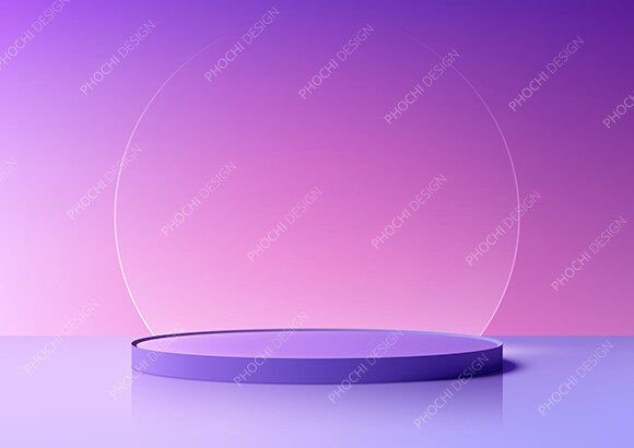 3D Purple Podium with Clear Glass Circle