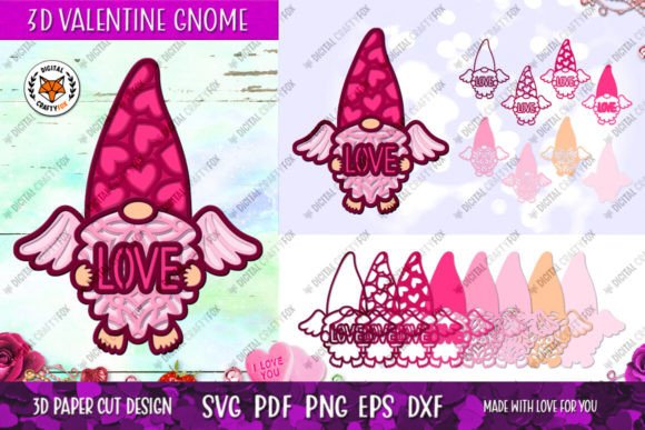 3D Valentine Gnome with Wings Paper Cut: A Unique and Versatile Creative Resource