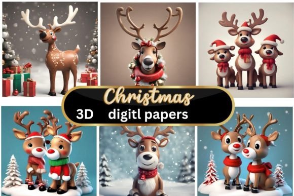 Christmas 3D Backgrounds - Reindeer for Festive Design