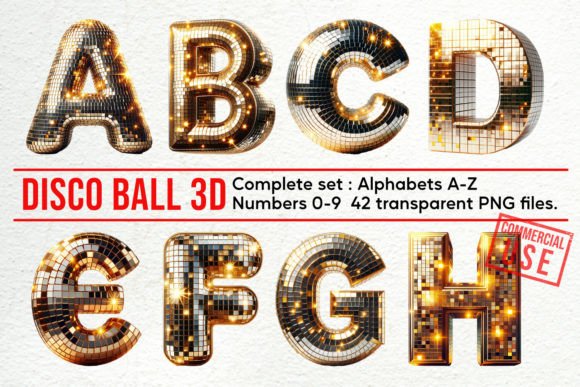 Disco Ball 3D Alphabet Number