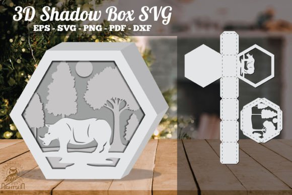 Discover the Power of Rhino in Forest 3D Shadow Box SVG for Creative Projects