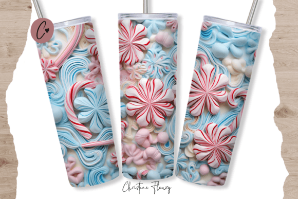 Elevate Your Holiday Crafts with a 3D Candy Cane Tumbler Wrap PNG