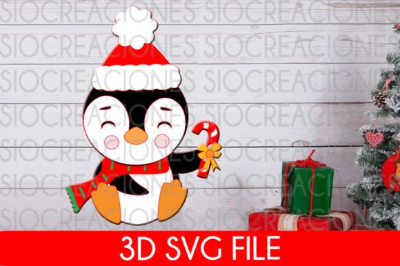 Elevate Your Holiday Decor with a Layered Christmas Penguin 3D SVG