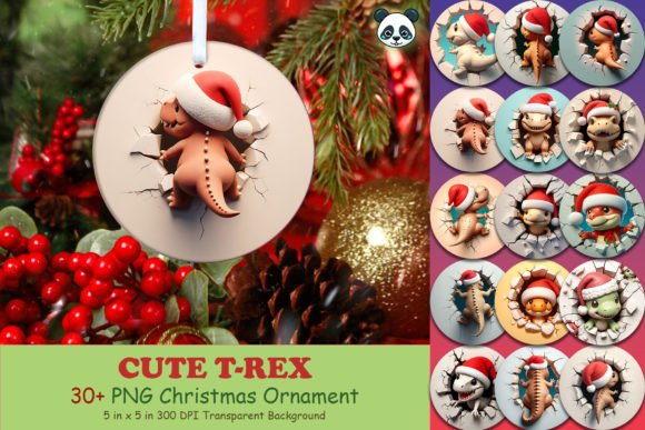 Elevating Holiday Crafts with the Both Side X-mas T-rex 3D Ornament Bundle