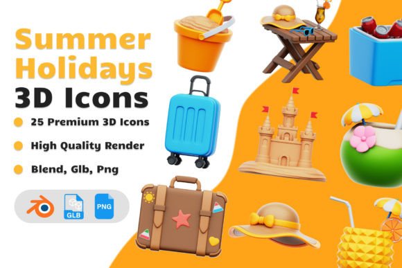 Enhance Your Designs with the Summer 3D Icons Set: A Game-Changer for Graphic Designers