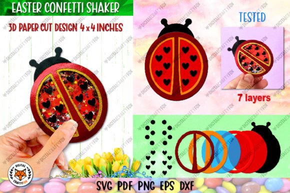 Ladybug Confetti Shaker, 3D Easter SVG and Confetti Shaker for Easter