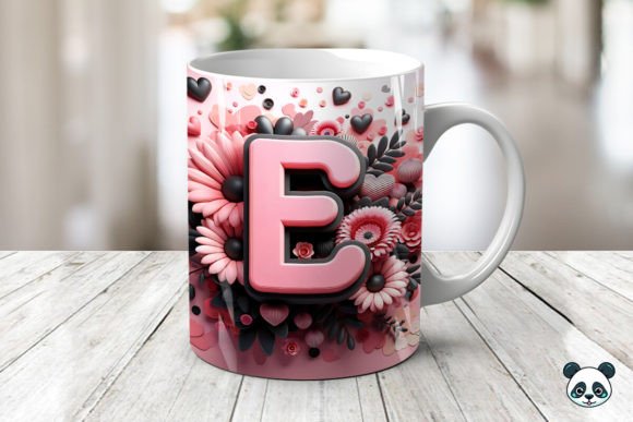 Letter E 3D Valentine Mug Wrap: A Strategic Design for Creative and Business Use