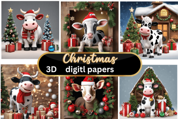 Strategic Visual Planning with Christmas 3D Backgrounds - Cow